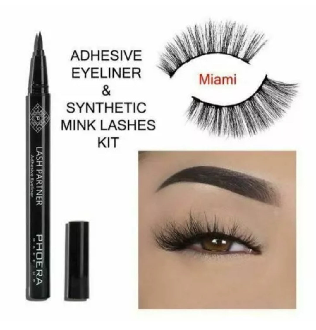 PHOERA® Self-Adhesive Magic Eyeliner Pen & Waterproof No Glue Needed Lashes Kit