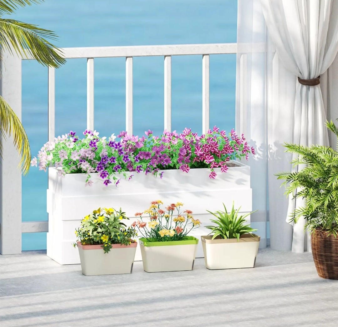Set of 3 Self Watering Plant Pots with Visual Water Level Window