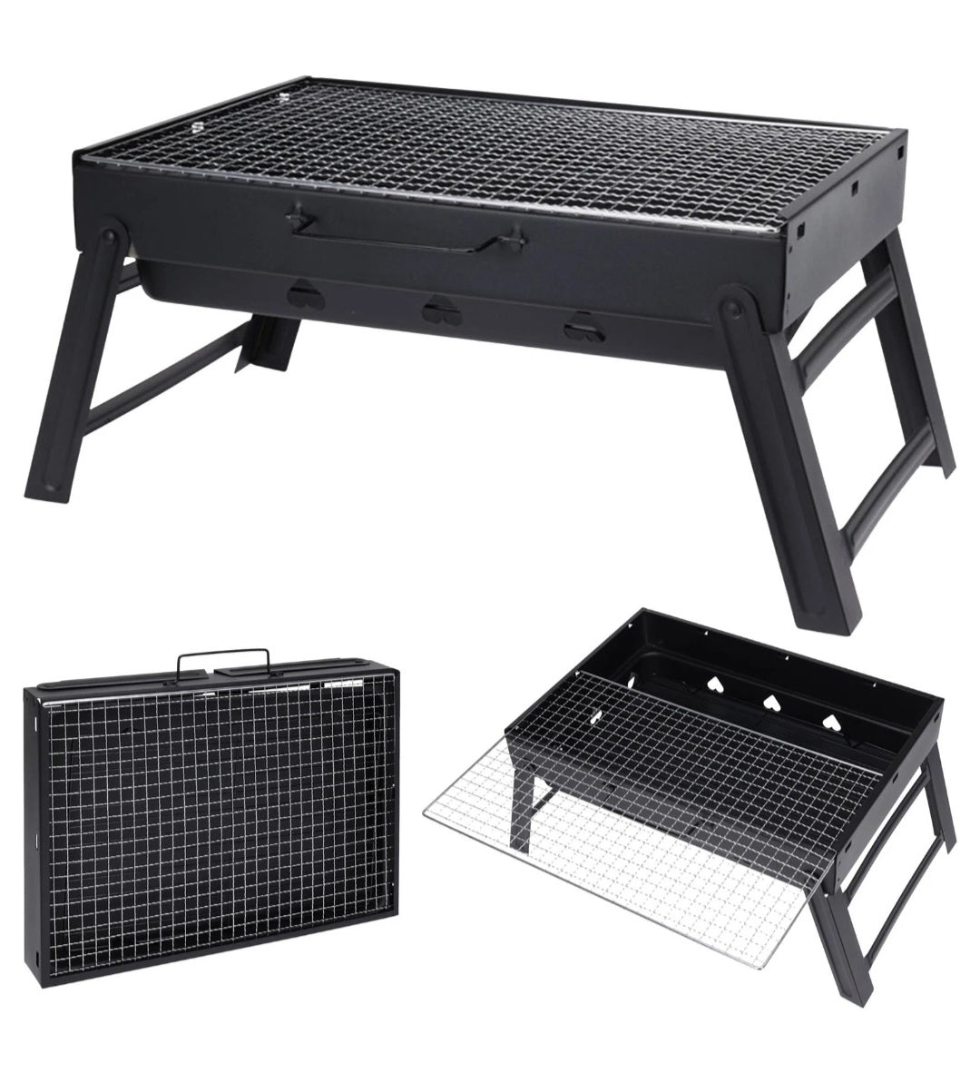 Portable Folding BBQ Grill Steel Charcoal Barbecue