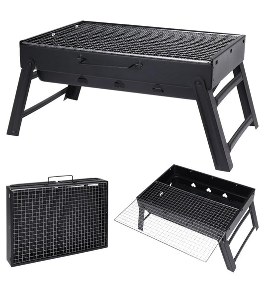 Portable Folding BBQ Grill Steel Charcoal Barbecue