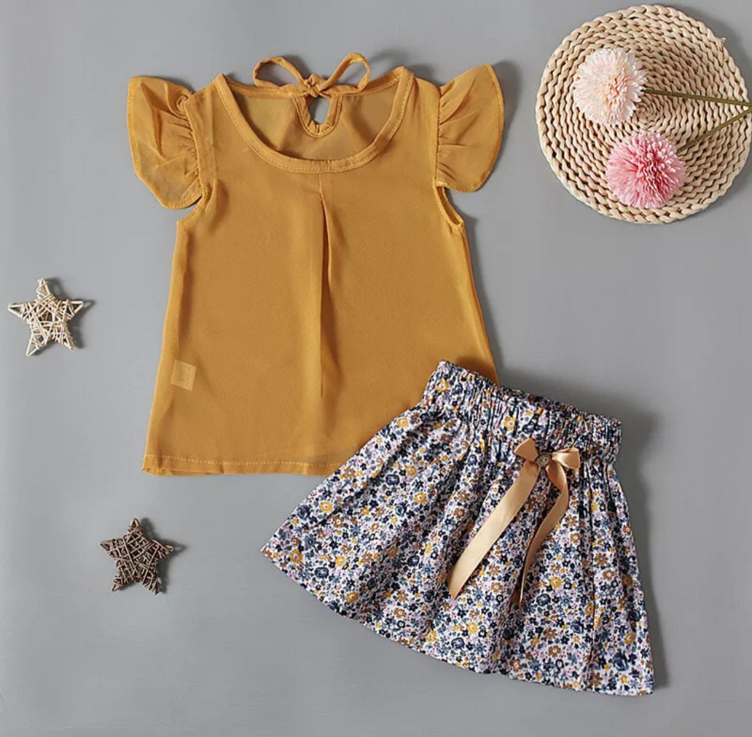 Girls Ruffle Sleeveless Outfit Dress Set