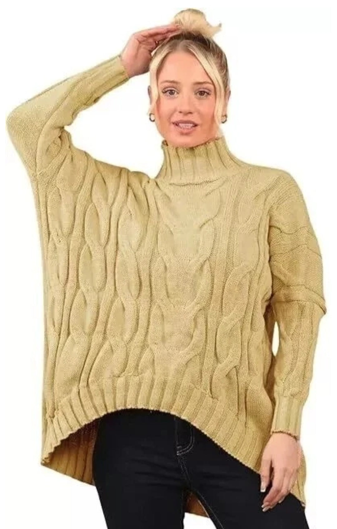 Womens Drop Shoulder Chunky Cable Knitted Jumper