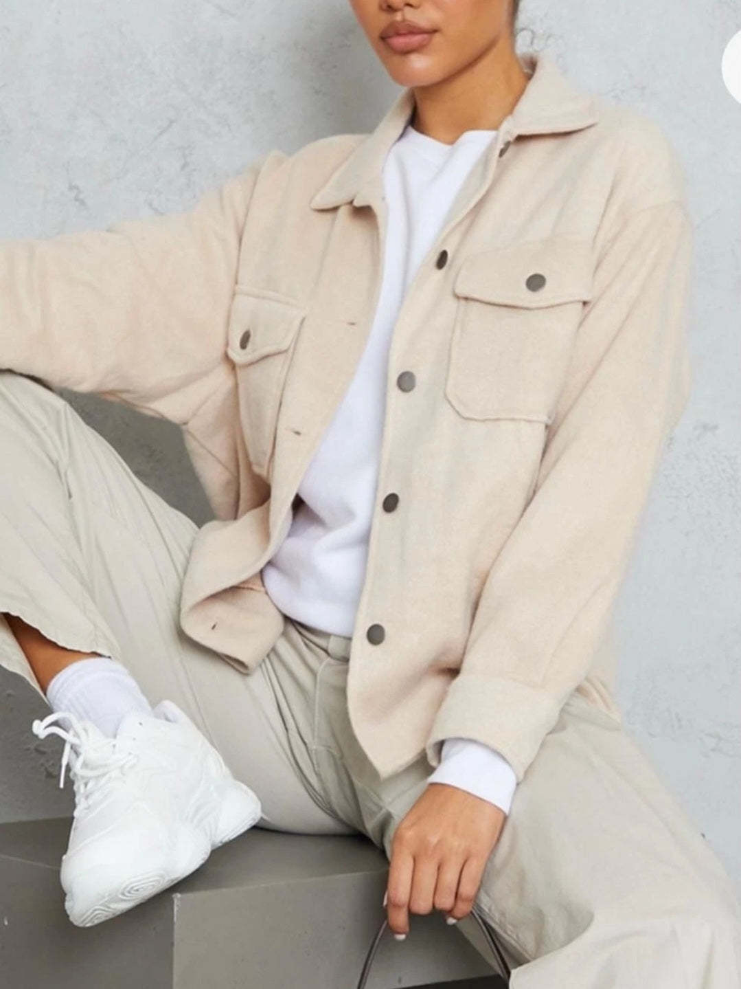 Women's Ladies Fleeced Oversized Plain Shacket