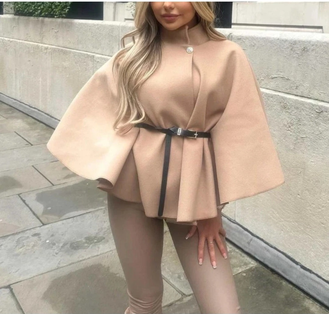 Womens Short Sleeve Belted Poncho