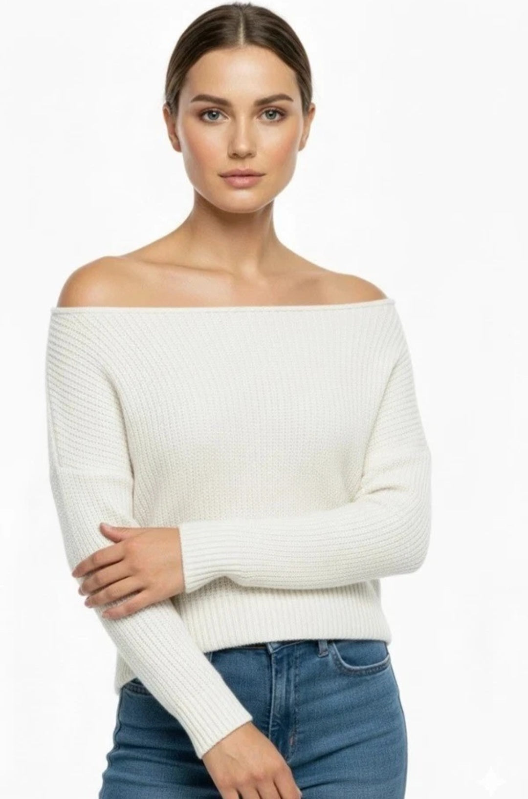 Womens Off Shoulder Knitted Jumper