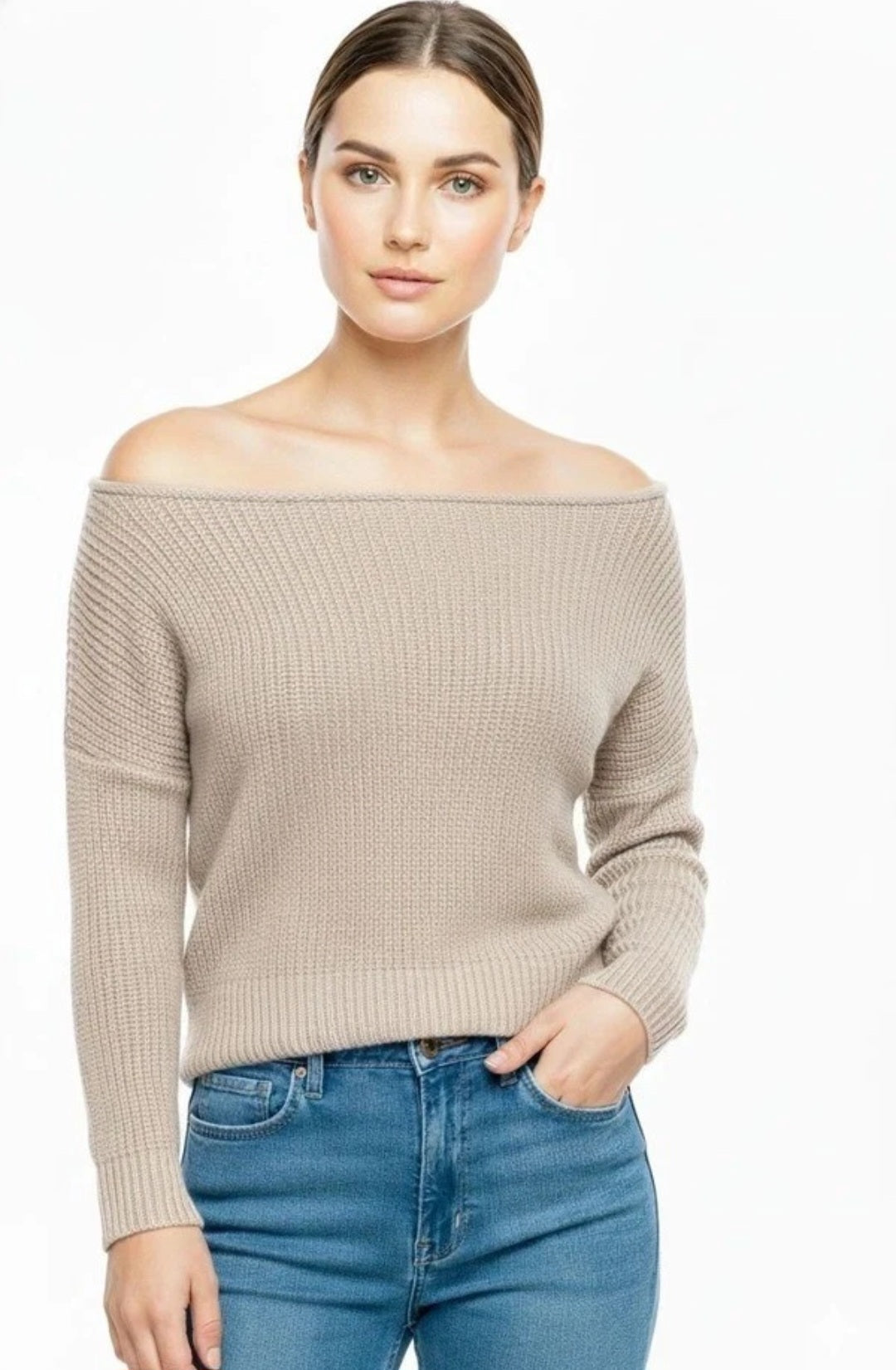 Womens Off Shoulder Knitted Jumper