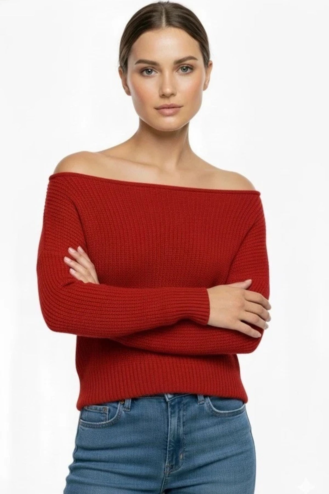 Womens Off Shoulder Knitted Jumper