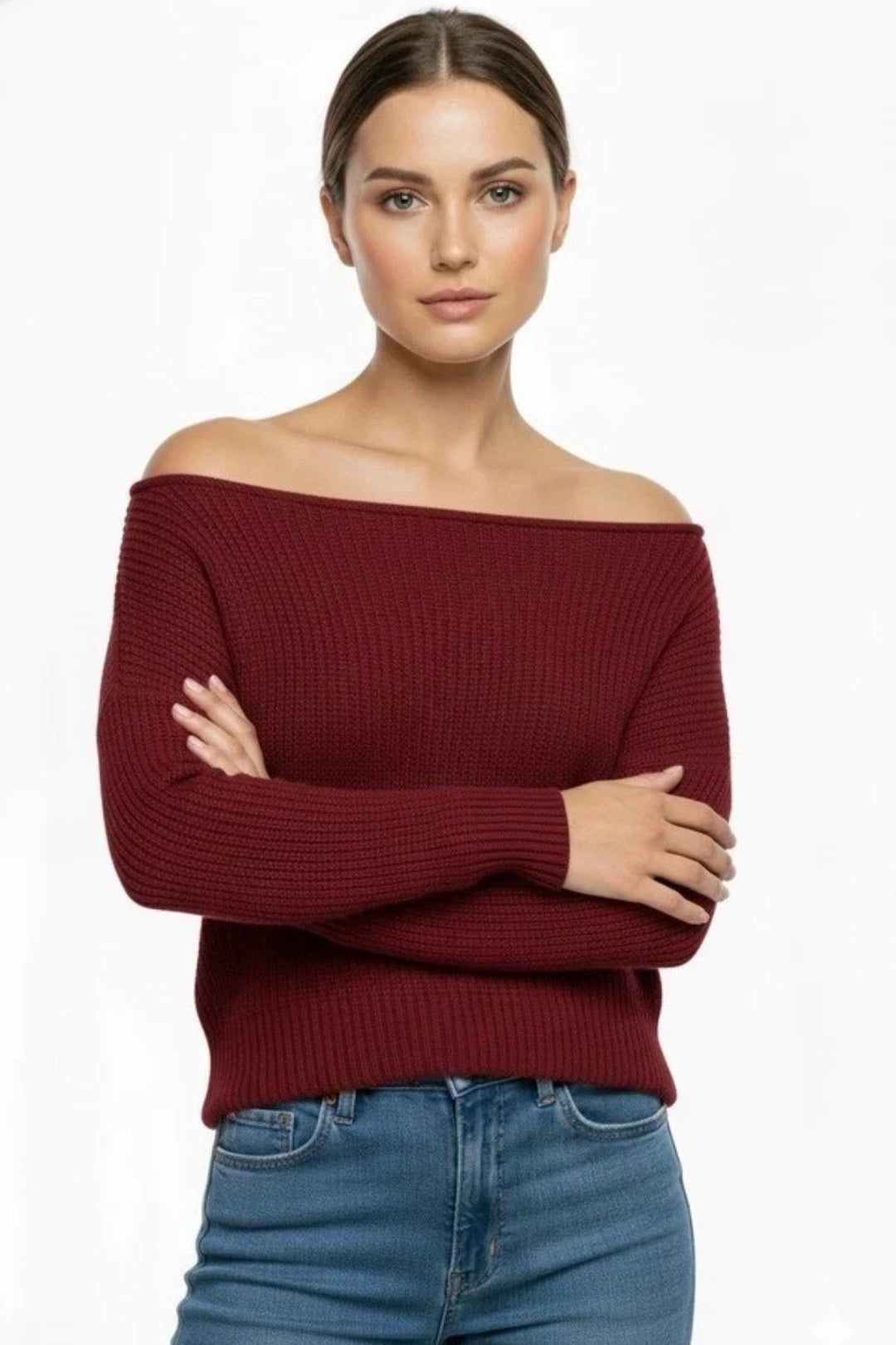 Womens Off Shoulder Knitted Jumper