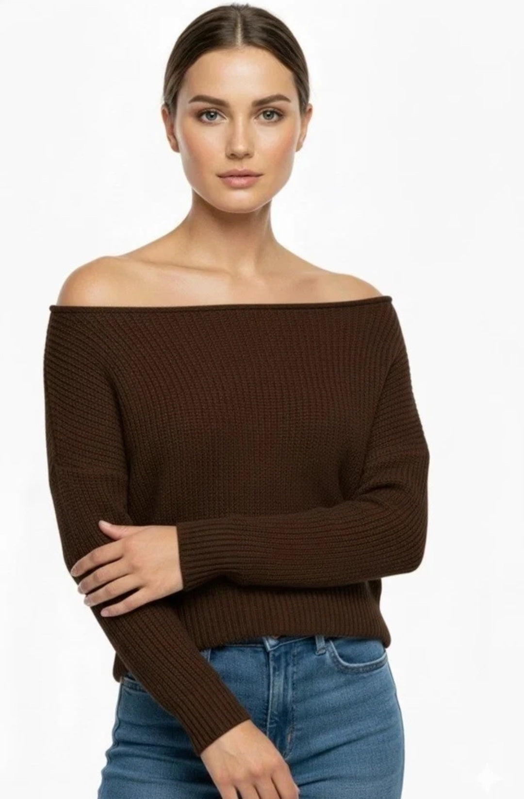 Womens Off Shoulder Knitted Jumper