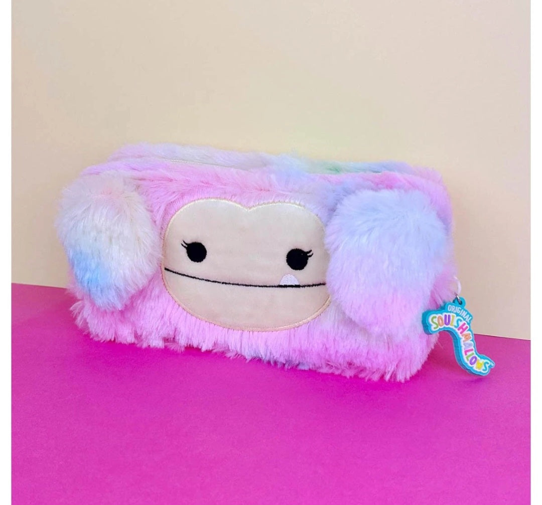 Squishmallows Plush Pencil Case soft  fluffy Pastel Rainbow