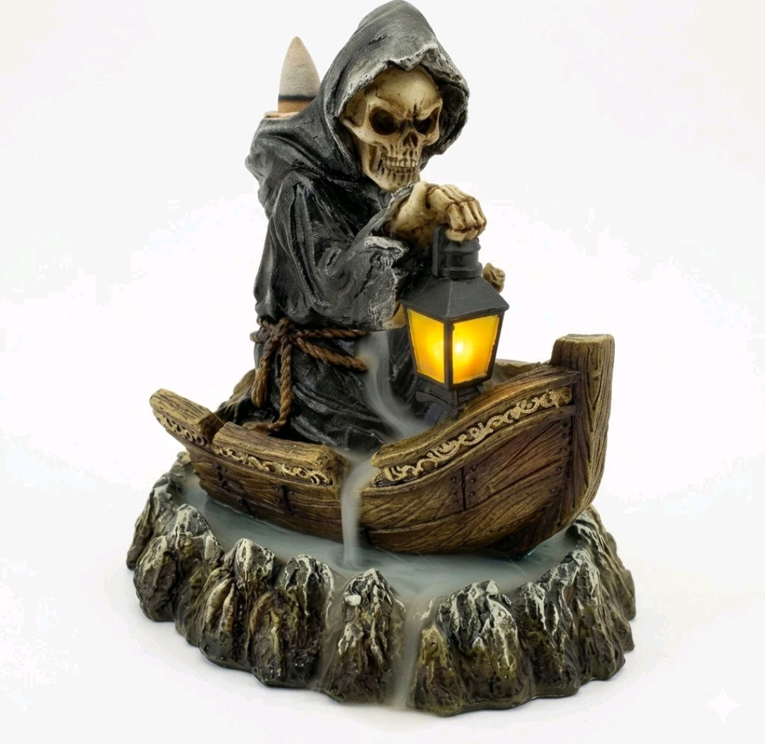 Reaper Boatman Backflow Incense Burner Waterfall Smoke Cone Holder