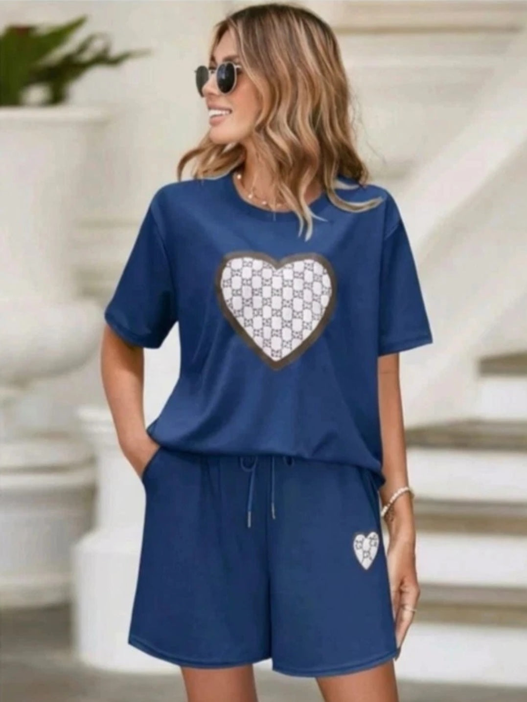 Womens 2 pcs Love Heart Logo Co Ord Set