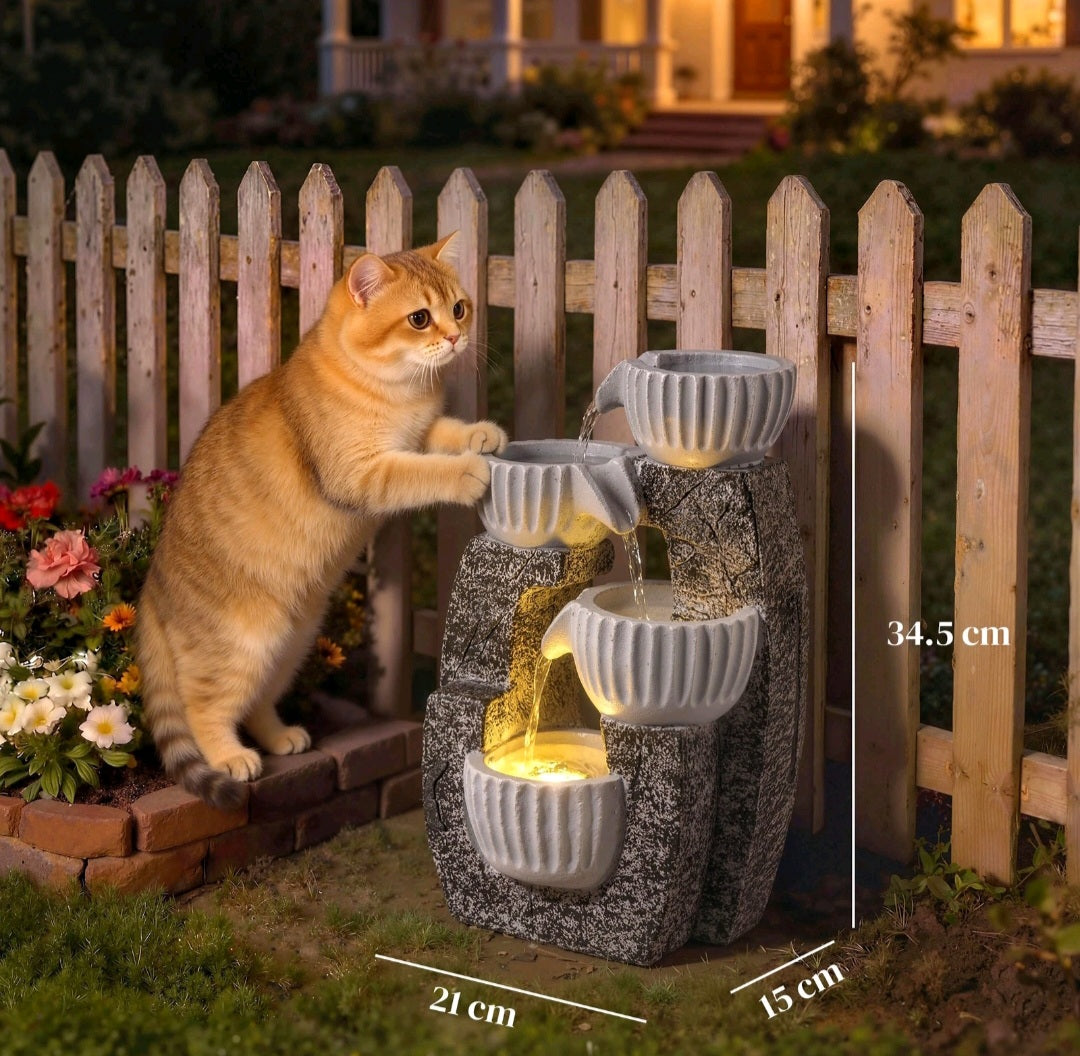 Outdoor Garden Water Fountain with LED Lights