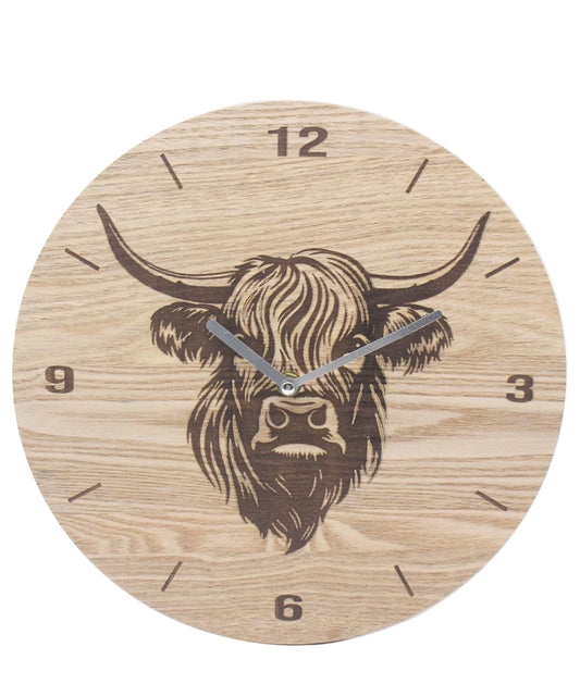 Highland Cow Rustic Wall Clock