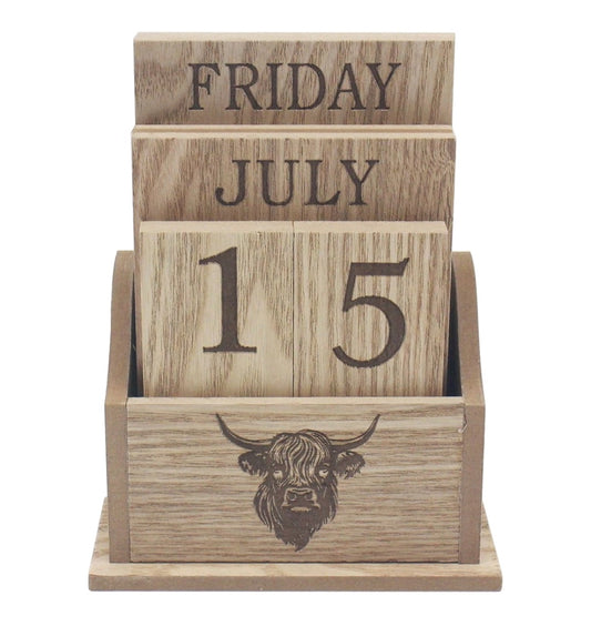Rustic Wooden Highland Cow Calendar