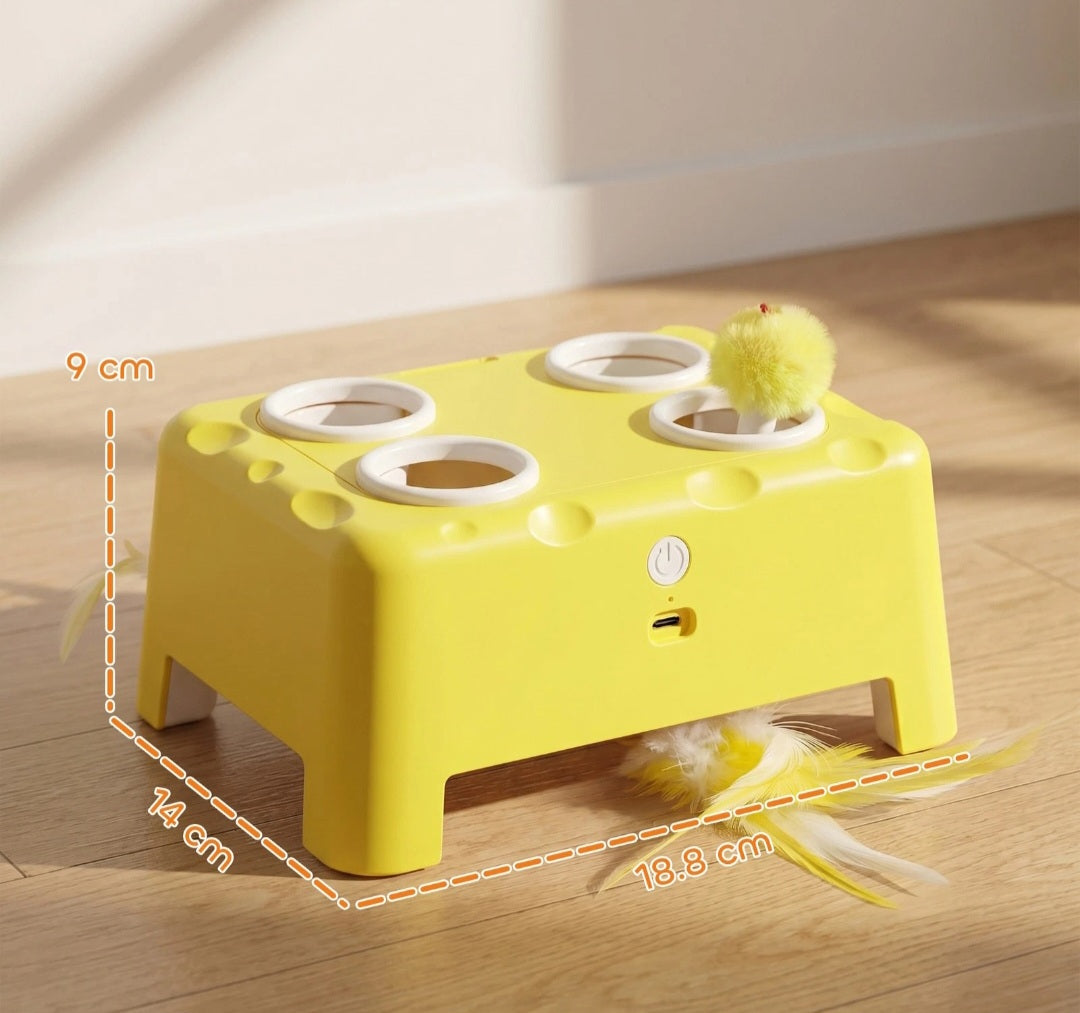 3 in 1 Interactive Cat Toys w/ Mouse & Feather Teaser Toy