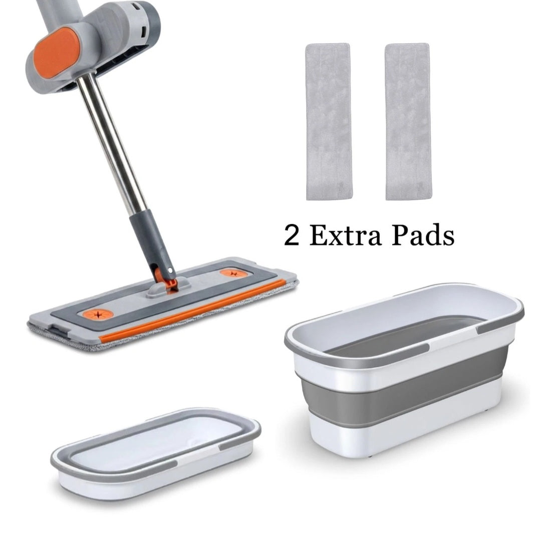 Flat Squeeze Mop 360° and Folding Bucket