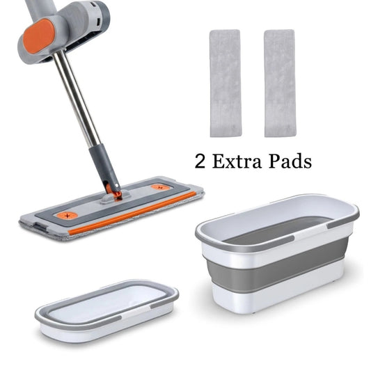 Flat Squeeze Mop 360° and Folding Bucket