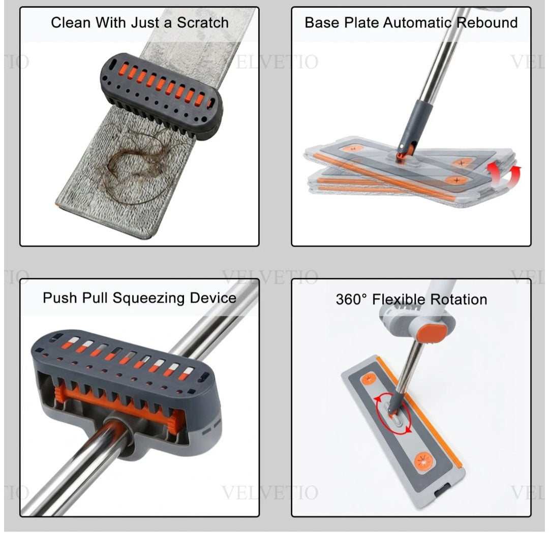 Flat Squeeze Mop 360° and Folding Bucket