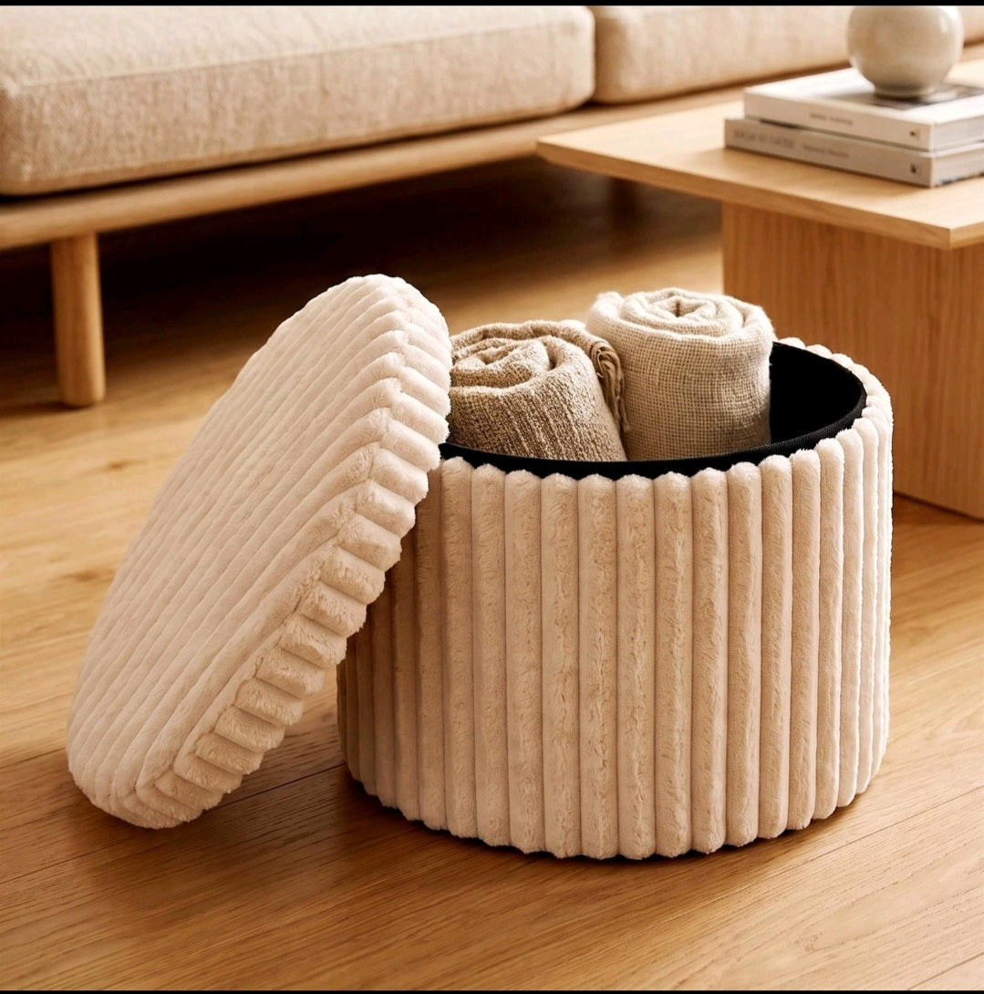 Round Ottoman Stool with Lid & Storage