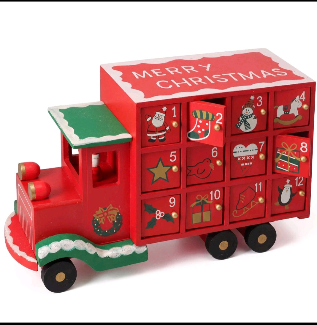 Christmas Wooden Red Truck Advent Calendar