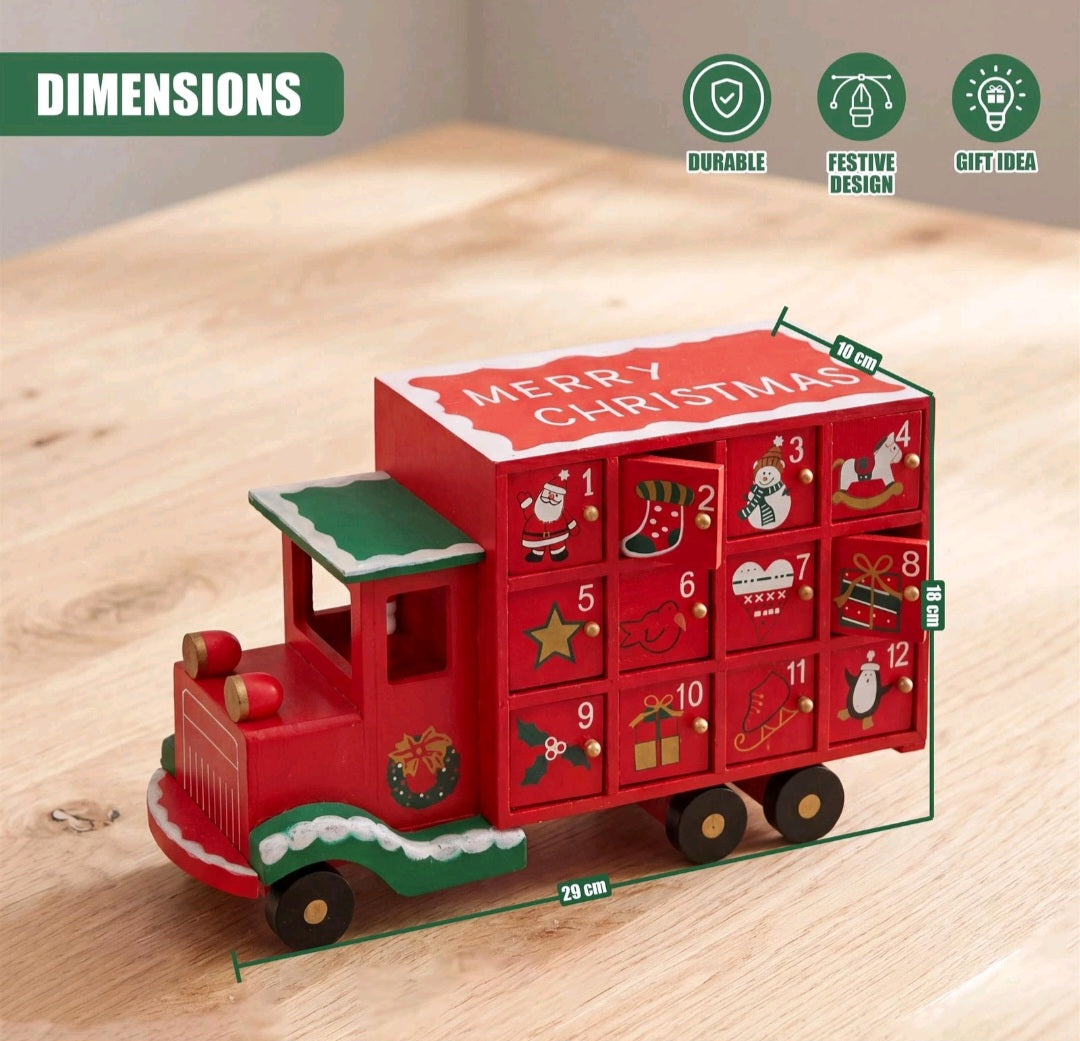 Christmas Wooden Red Truck Advent Calendar