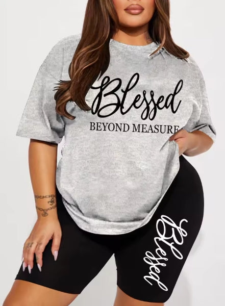 Plus Size Blessed Short and Tshirt Set