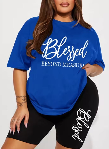 Plus Size Blessed Short and Tshirt Set