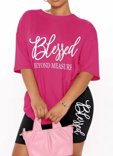 Plus Size Blessed Short and Tshirt Set