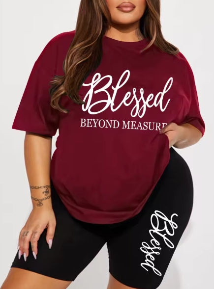 Plus Size Blessed Short and Tshirt Set