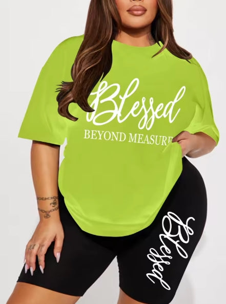 Plus Size Blessed Short and Tshirt Set