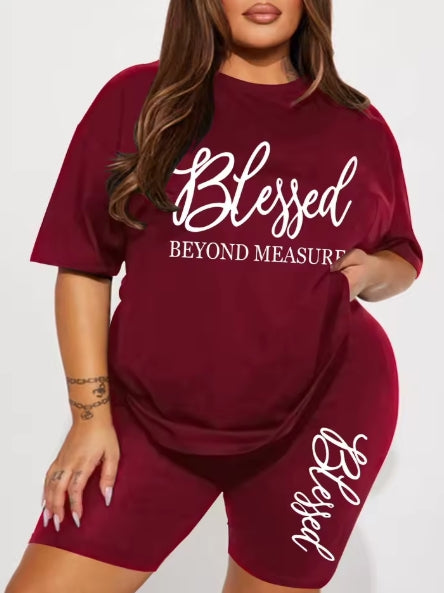 Plus Size Blessed Short and Tshirt Set