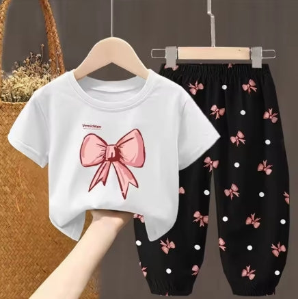 Girls Bow Design 2 Piece Outfit