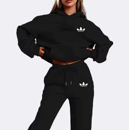 Logo Printed Womens 2pc Hoodie & Pants Set