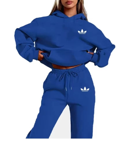 Logo Printed Womens 2pc Hoodie & Pants Set