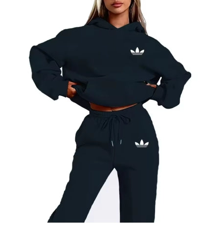 Logo Printed Womens 2pc Hoodie & Pants Set