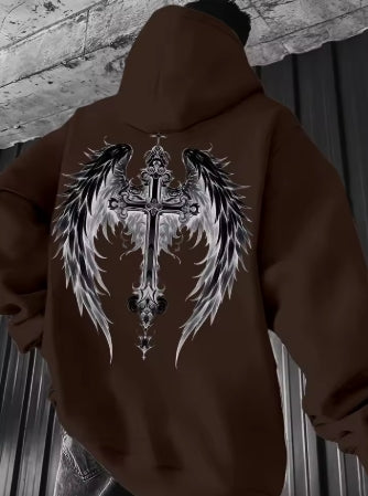 Unisex Winged Style Hooded Sweatshirt