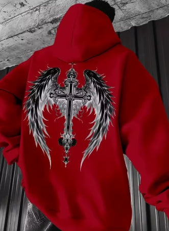 Unisex Winged Style Hooded Sweatshirt