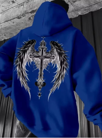 Unisex Winged Style Hooded Sweatshirt