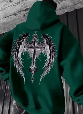 Unisex Winged Style Hooded Sweatshirt