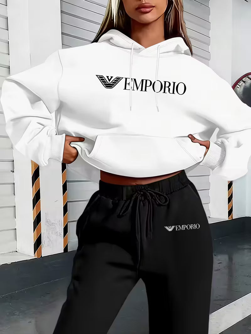 Women'S Plus Size Hooded Sweatshirt Set