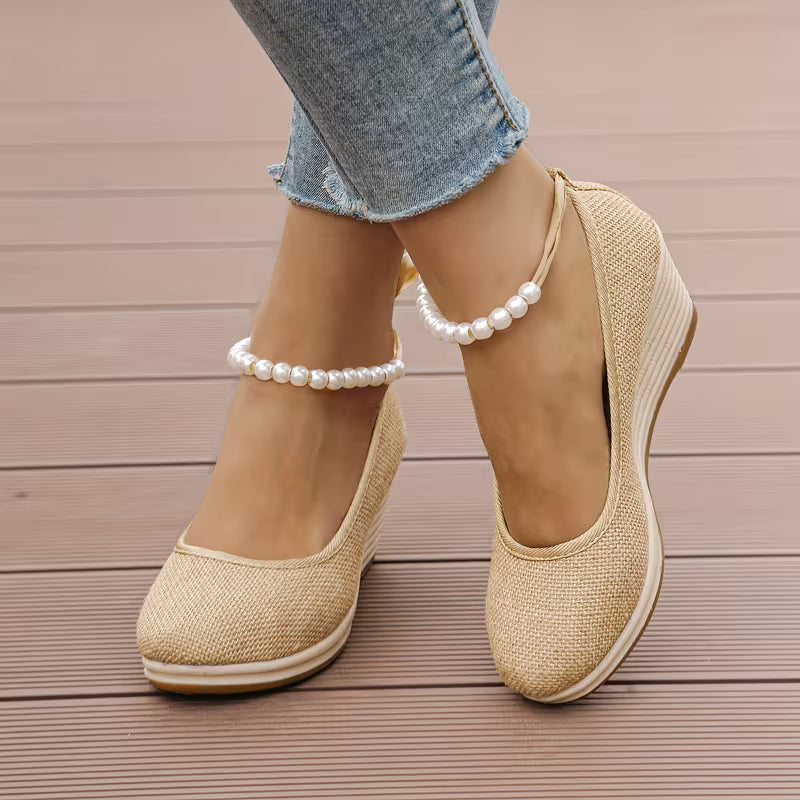 Women's Jute Linen Platform Wedge Heels