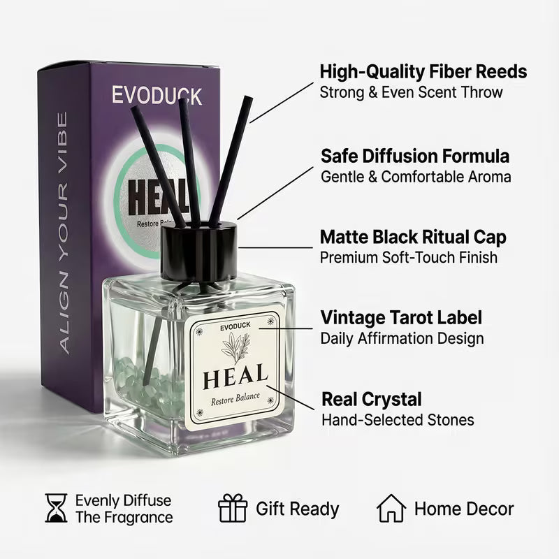 50ml Crystal Reed Diffuser Eucalyptus & Green Tea with Real Crystals