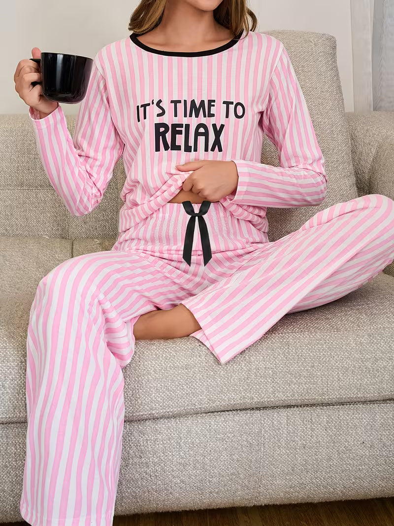 Women's Stripe Pajama 2pcs Set