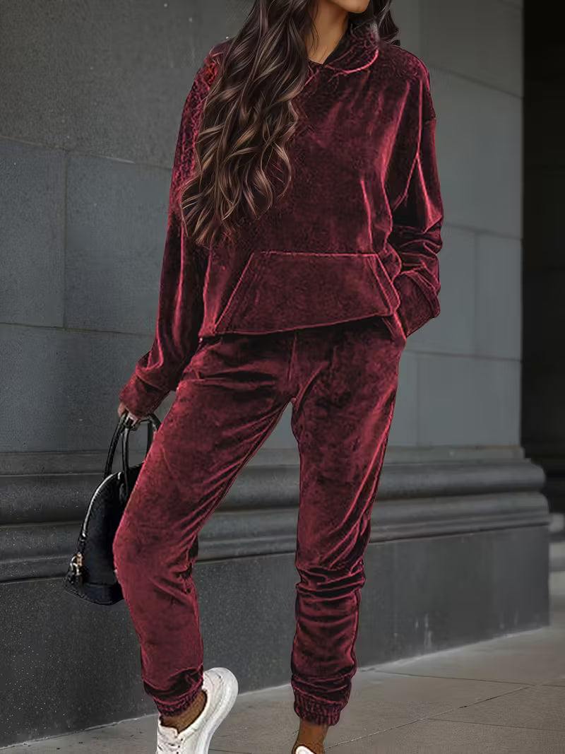 Plus Size Women'S Hooded Sweatshirt Set