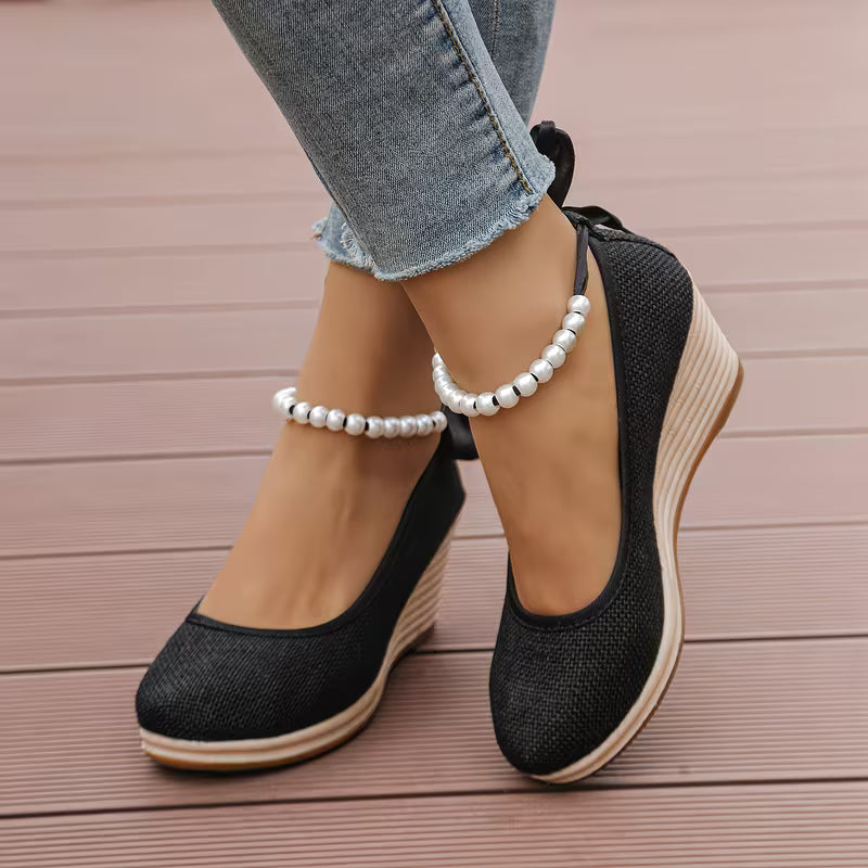 Women's Jute Linen Platform Wedge Heels