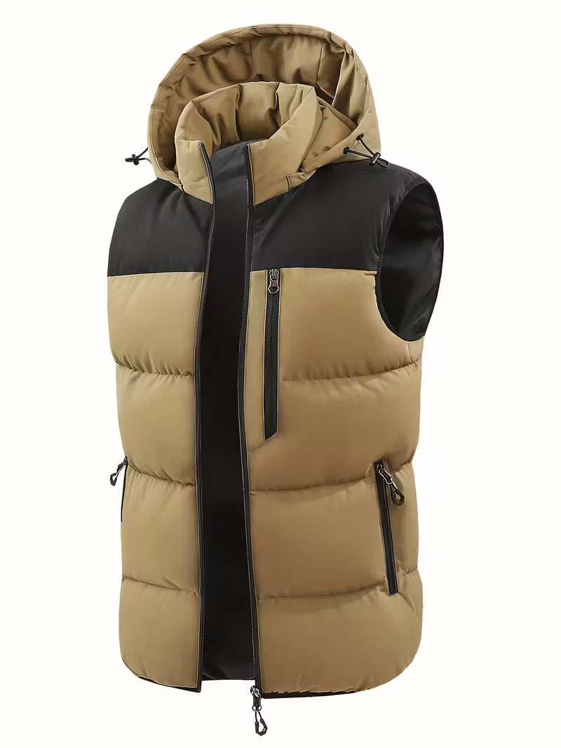 Men'S Winter Outdoor Sleeveless Hooded Jacket