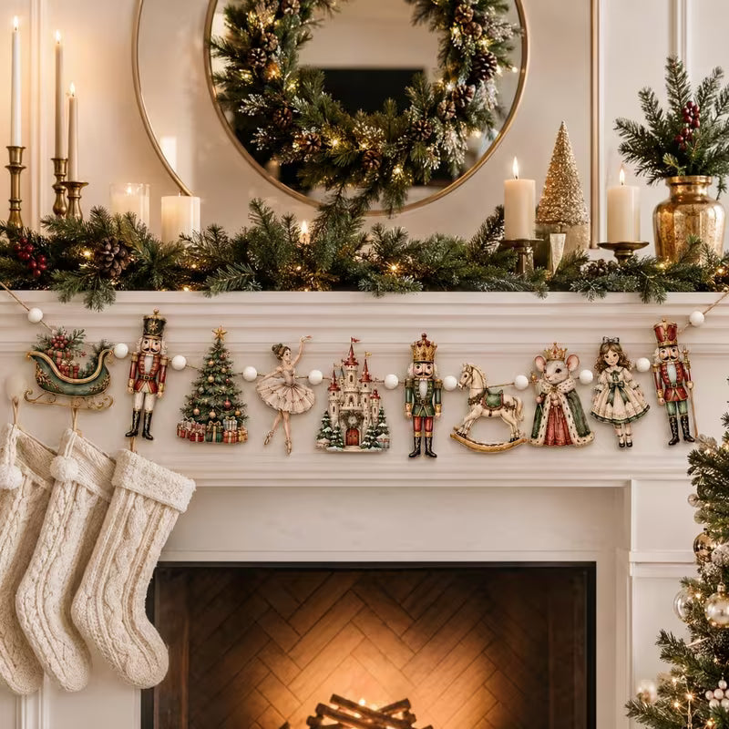 10pcs Wooden Nutcracker Garland