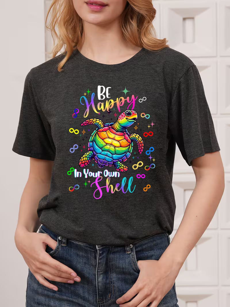 Women's Rainbow Turtle Autism Awareness T-Shirt