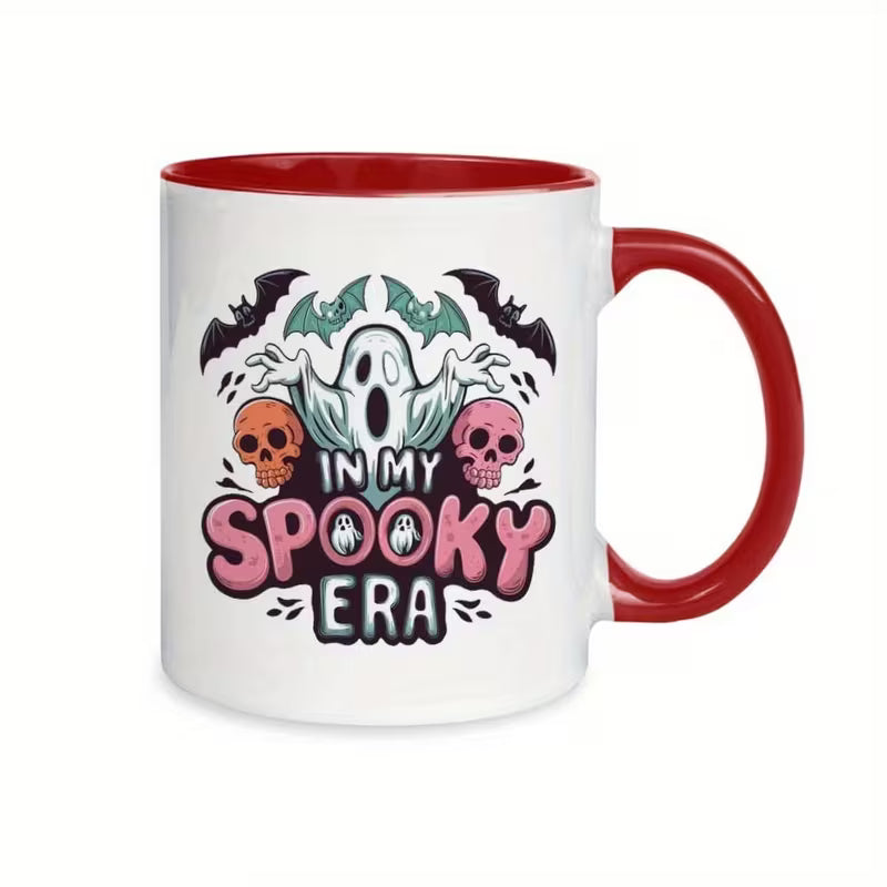 Spooky Halloween Ceramic Coffee Mug with Bats, Skulls & "In My Spooky Era" Design